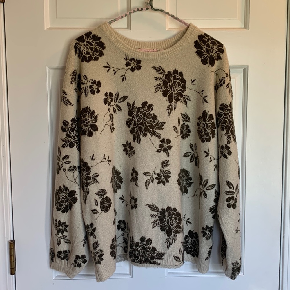 Altar’d State Sweater - Beige with Flowers